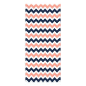 Modernes Zickzack Hochzeitsmenü in Rosa und Navy Werbekarte (Hinten)