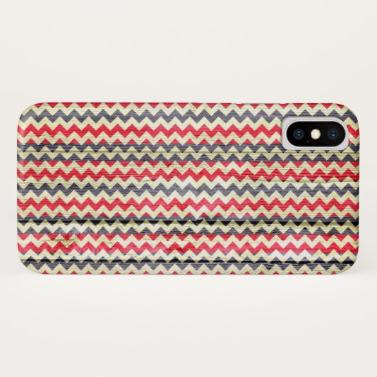 Modernes Zickzack Holzmuster Case-Mate iPhone Hülle (Rückseite (Horizontal))