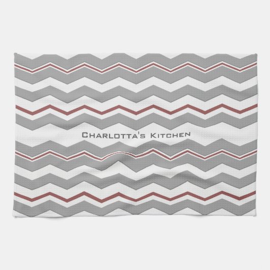 Modernes Zickzack mit irgendeiner Farbe und Text Geschirrtuch (Horizontal)