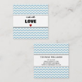 Modernes Zickzack Muster "MIT LIEBE" Quadratische Visitenkarte (Vorne/Hinten)
