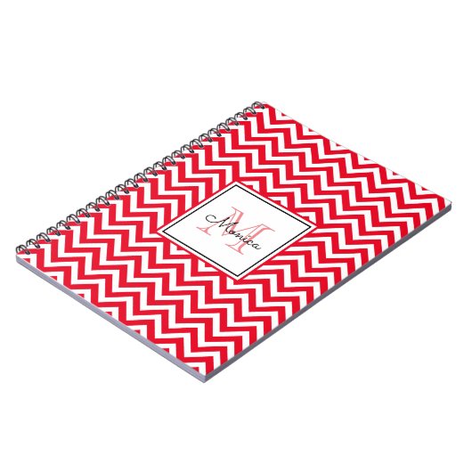 Modernes Zickzack Muster mit Monogram-Notebook Notizblock (Linke Seite)