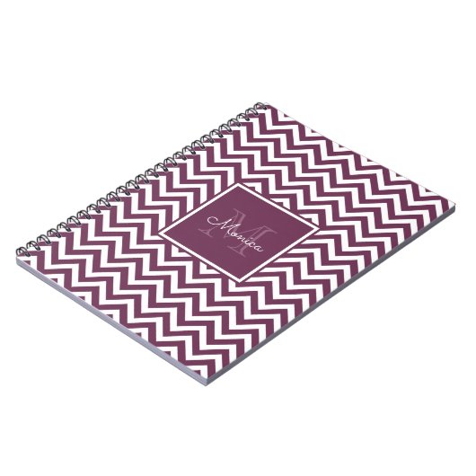 Modernes Zickzack Muster-Monogram-Notebook Notizblock (Linke Seite)