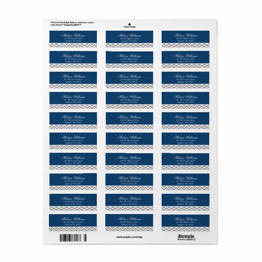 Modernes Zickzack Navy Blue Gray (Vorne)