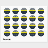 Modernes Zickzack Navy-Yellow-Party-Sticker Runder Aufkleber (Blatt)