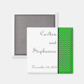 Modernes Zickzack Neon Green/Gray Wedding Magnet (Vorderseite/Rückseite)