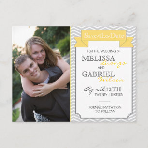 Modernes Zickzack Save the Date Gelb