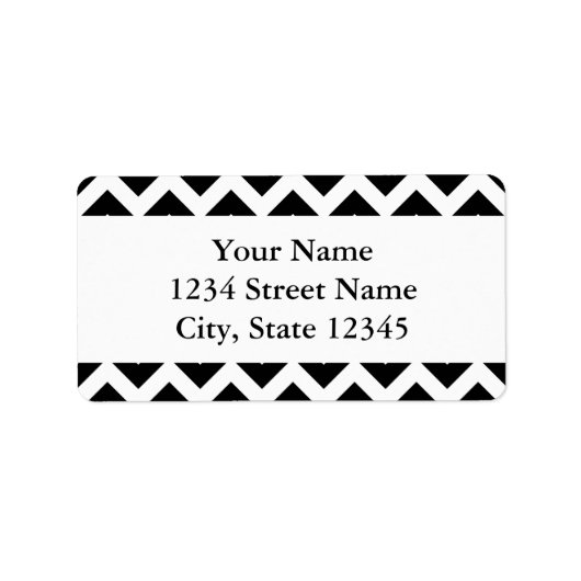 Modernes Zickzack Schwarz-Design mit benutzerdefin Adressaufkleber (Vorne)
