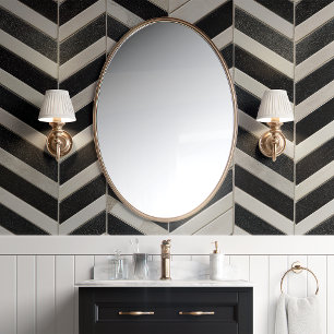 Modernes Zickzack Schwarz-Weiß-Herringbone Tapete