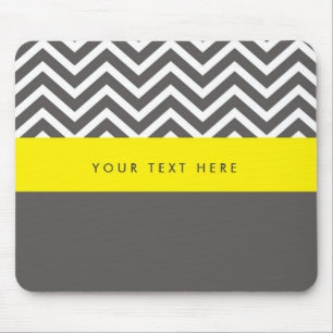 Modernes Zickzack, trendiges, graues und gelbes Mo Mousepad