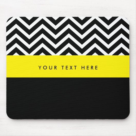 Modernes Zickzack, trendiges, schwarz-gelbes Mouse Mousepad (Vorne)