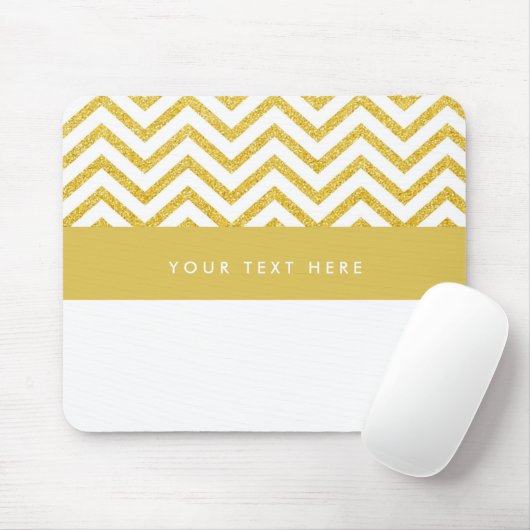 Modernes Zickzack White & Gold Mouse-Pad Mousepad (Mit Mouse)