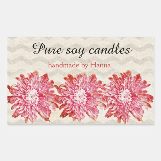 Modernes Zickzack Zickzackmuster mit rosa Blume Rechteckiger Aufkleber (Vorderseite)