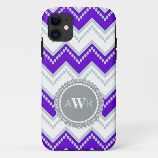 Modernes Zickzack Zig Zag Mit Monogramm Streifen O Case-Mate iPhone Hülle (Rückseite)