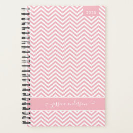 Modernes Zickzack Zigzag Blush Pink Girly Script Planer