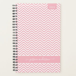 Modernes Zickzack Zigzag Blush Pink Girly Script Planer