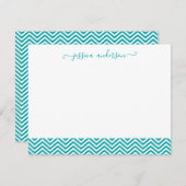Modernes Zickzack Zigzag Girly Script Aquamarin Mitteilungskarte (Vorne/Hinten)