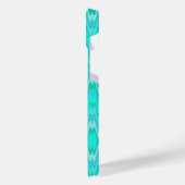 Modernes Zickzackmuster - türkisfarbenes Monogramm iPhone Hülle (Linke Seite)