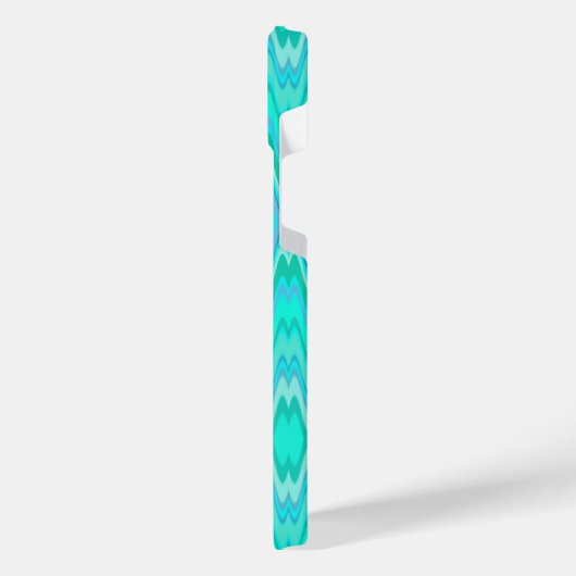 Modernes Zickzackmuster - türkisfarbenes Monogramm iPhone Hülle (Linke Seite)