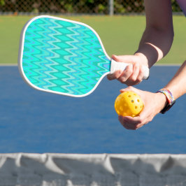 Modernes Zickzackmuster - Wellen in Türkis Pickleball Schläger