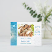 Modernes Ziel Foto Hochzeit speichern das Datum Ankündigungspostkarte (Stehend Vorderseite)