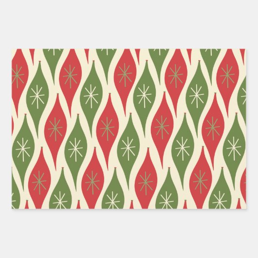 Modernes Ziermuster des Mitteljahrhunderts Retro R Geschenkpapier Set (Vorderseite 2)