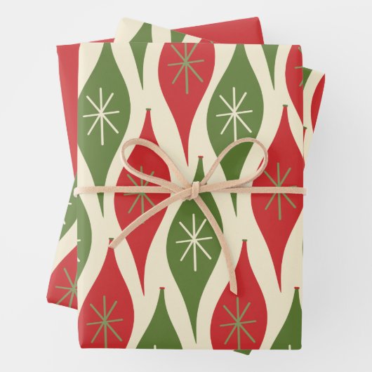 Modernes Ziermuster des Mitteljahrhunderts Retro R Geschenkpapier Set (Beispiel)