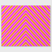 Modernes Zigzag Streifen Hot Pink Orange Geschenkpapier (Flach)