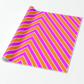 Modernes Zigzag Streifen Hot Pink Orange Geschenkpapier (Ungerollt)
