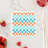 Modernes ZigZag Zickzack Orange Aqua Blaues Muster Serviette (Beispiel)
