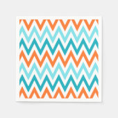 Modernes ZigZag Zickzack Orange Aqua Blaues Muster Serviette (Vorderseite)