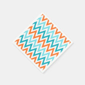 Modernes ZigZag Zickzack Orange Aqua Blaues Muster Serviette (Ecke)