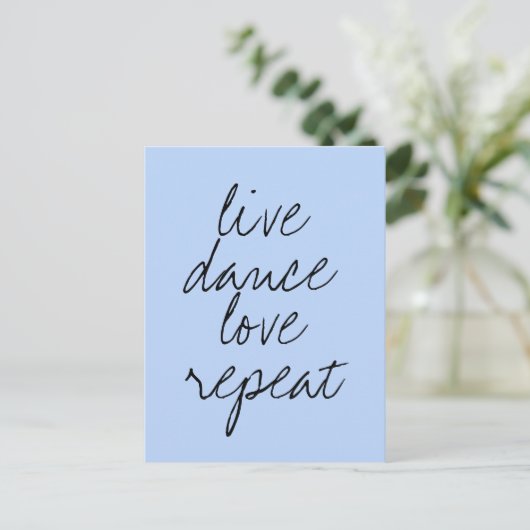 Modernes Zitat blau Postkarte (Stehend Vorderseite)