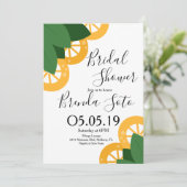 Modernes Zitronenbein und kühne Blätter Hochzeitss Einladung (Stehend Vorderseite)