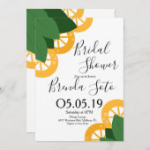 Modernes Zitronenbein und kühne Blätter Hochzeitss Einladung (Vorne/Hinten)