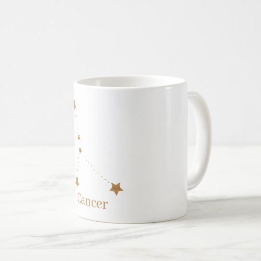 Modernes Zodiac-Schild-Goldkrebs | Element Wasser Kaffeetasse (VorderseiteRechts)