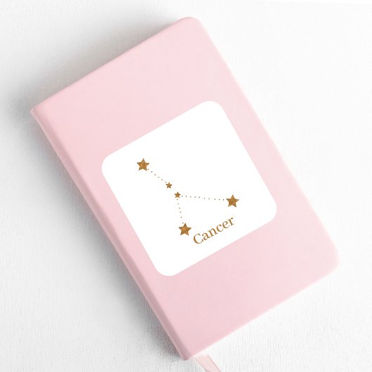 Modernes Zodiac-Schild-Goldkrebs | Element Wasser Quadratischer Aufkleber