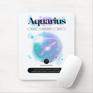 Modernes Zodiac Sign Aquarius Quote Air Element Mousepad