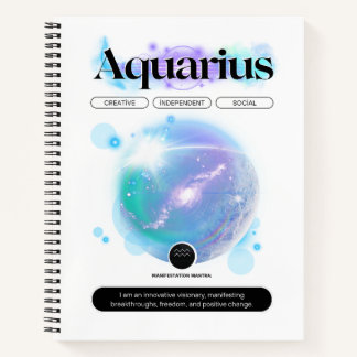 Modernes Zodiac Sign Aquarius Quote Air Element Notizblock