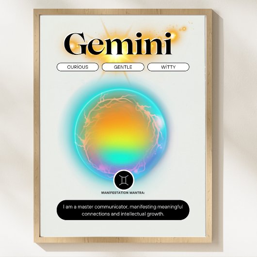 Modernes Zodiac Sign Gemini Quote Air Element Post Poster