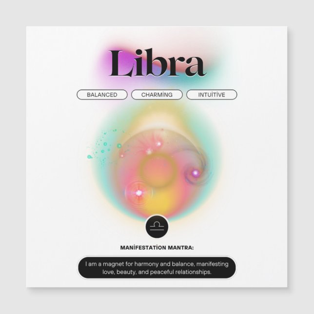 Modernes Zodiac Sign Libra Quote Air Element Magnetkarte (Vorderseite)