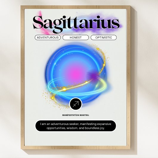 Modernes Zodiac Sign Sagittarier Kostenelement Feu Poster