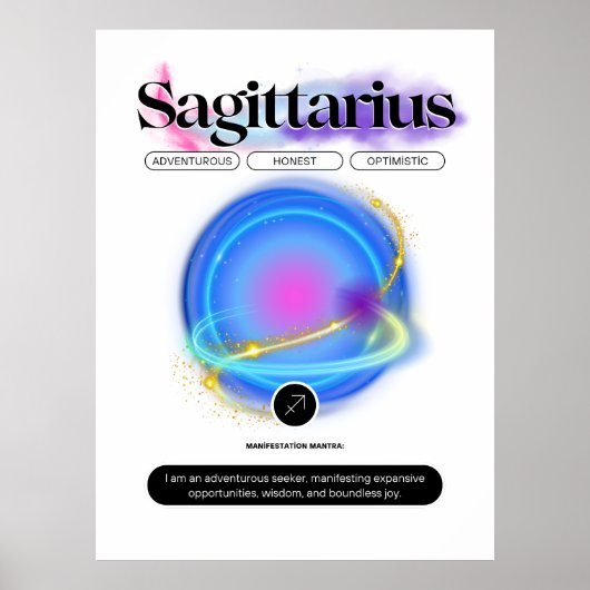 Modernes Zodiac Sign Sagittarier Kostenelement Feu Poster (Vorne)