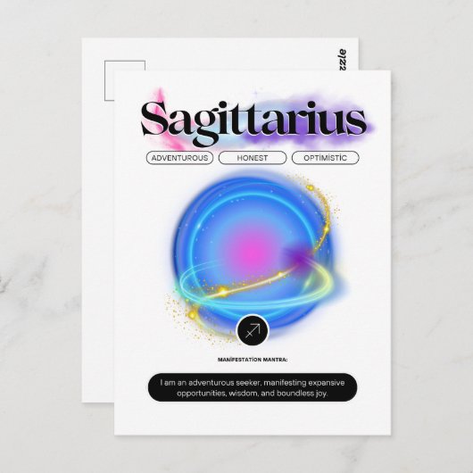 Modernes Zodiac Sign Sagittarier Kostenelement Feu Postkarte (Vorne/Hinten)