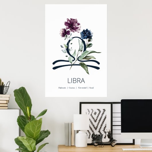 Modernes Zodiac Star Sign Libra Poster (Heimbüro)