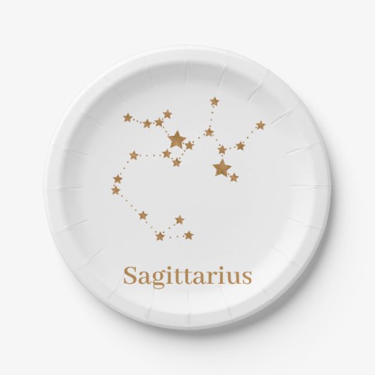 Modernes Zodiac-Zeichen Gold Sagittarier| Elementf Pappteller (Vorderseite)