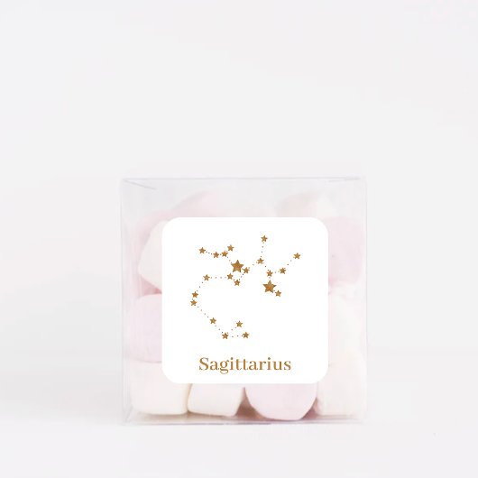 Modernes Zodiac-Zeichen Gold Sagittarier| Elementf Quadratischer Aufkleber