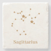 Modernes Zodiac-Zeichen Gold Sagittarier| Elementf Steinuntersetzer (Vorderseite)