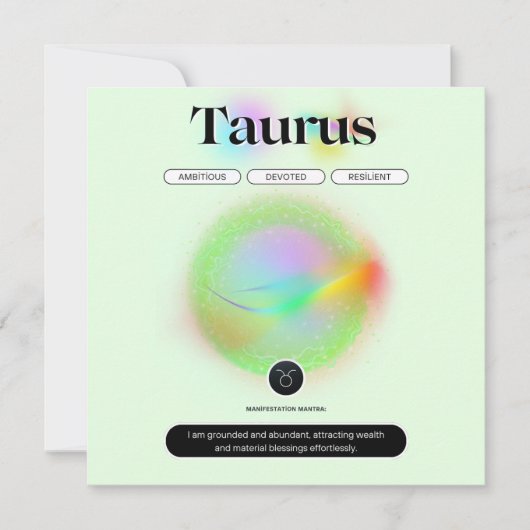 Modernes Zodiac-Zeichen Taurus Zitat-Erdelement Einladung (Vorderseite)