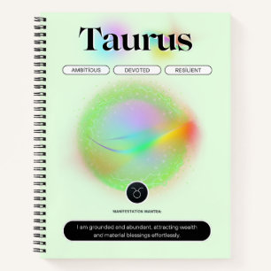 Modernes Zodiac-Zeichen Taurus Zitat-Erdelement Notizblock