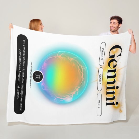 Modernes Zodiac-Zeichen-Zwillingsflugelement Fleecedecke (Beispiel)